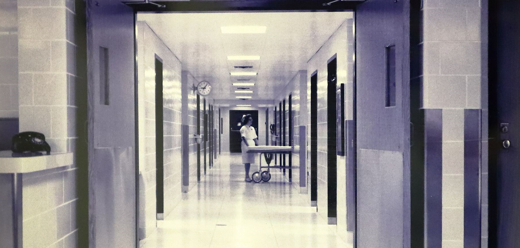 Hospital Hallway with nurse and gurney