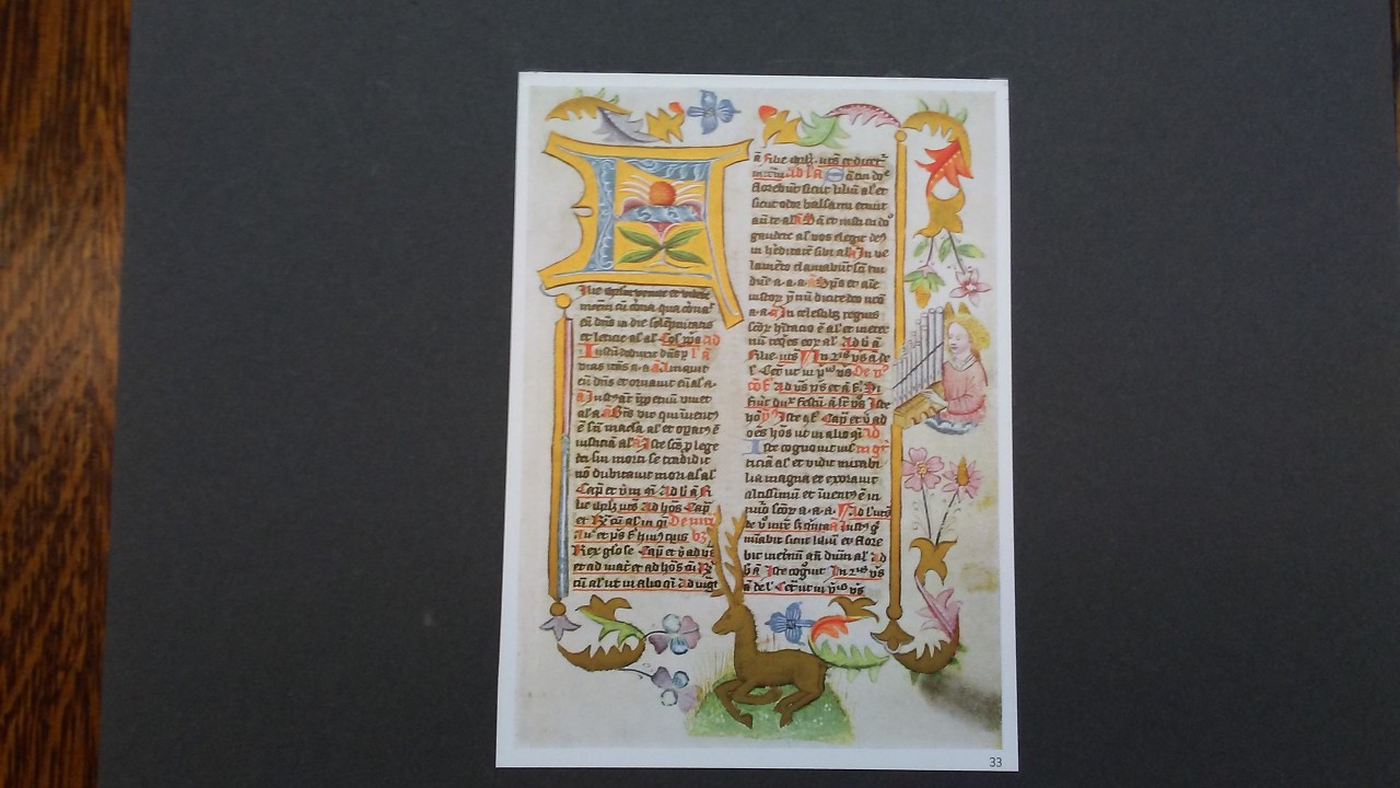 Ornate breviary leaf facsimile