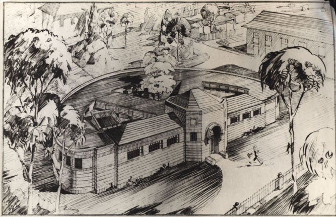 A drawing showing the Grainger Musical Museum in Melbourne